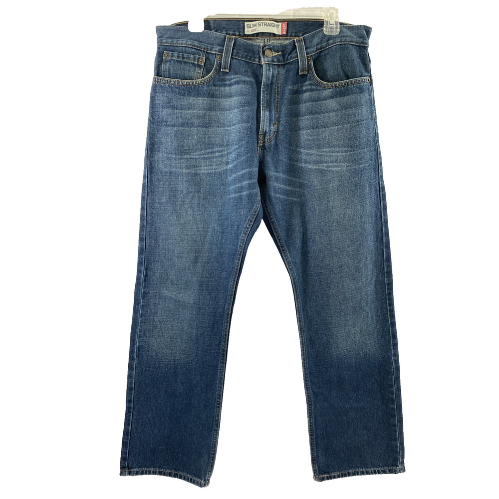 Levis 514 Jeans‎ Mens 33 x 29.5 Slim Straight Dark Wash Denim Mid Rise